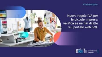 immagine della campagna europea sulle nuove regole iva di donna che lavora in una sartoria