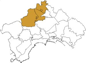 piantina della città di Napoli con evidenziata l'area della municipalità 8