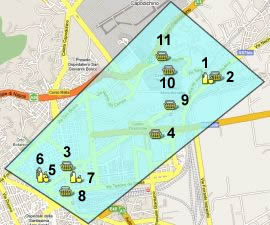 piantina stradale con evidenziati i mercati della municipalità 4