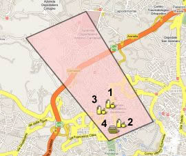 piantina stradale con evidenziati i mercati della municipalità 5