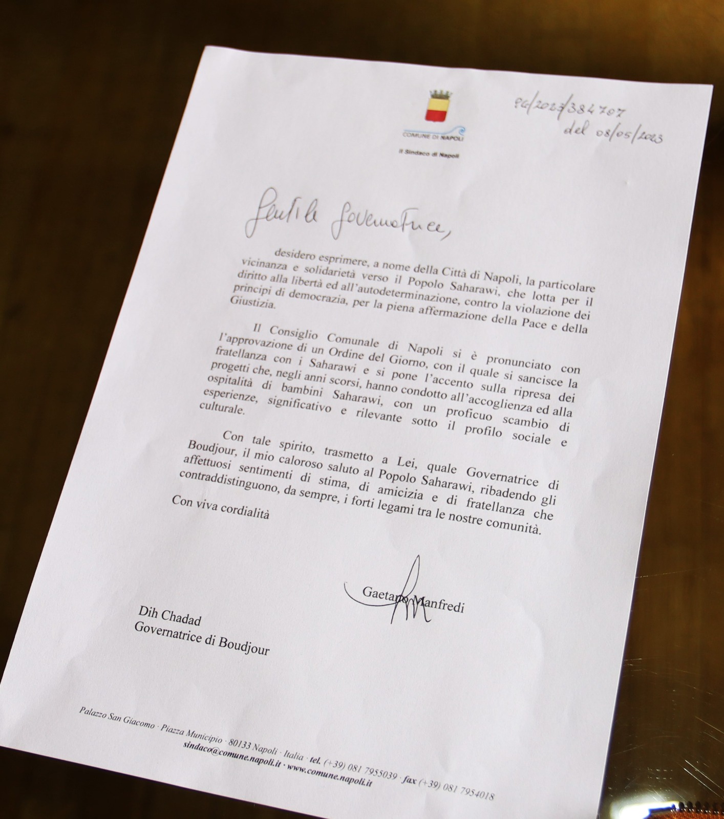 Il sostegno del Comune di Napoli al popolo saharawi