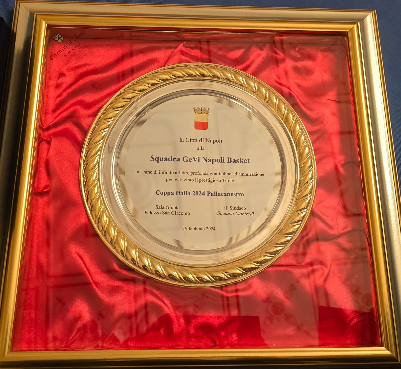 Premiata in Comune la Gevi Napoli basket